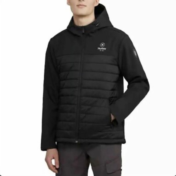 NWT Hurley Men's Wind Proof 3 Layer Fabric Technology Jacket, Black sz XL - Picture 2 of 9